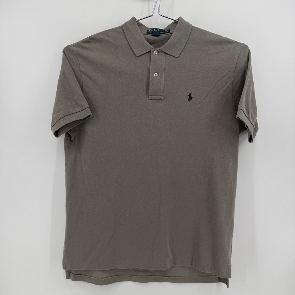 Polo Ralph Lauren Polo Shirt Mens L Brown Solid Cotton Embroidered Pony Logo